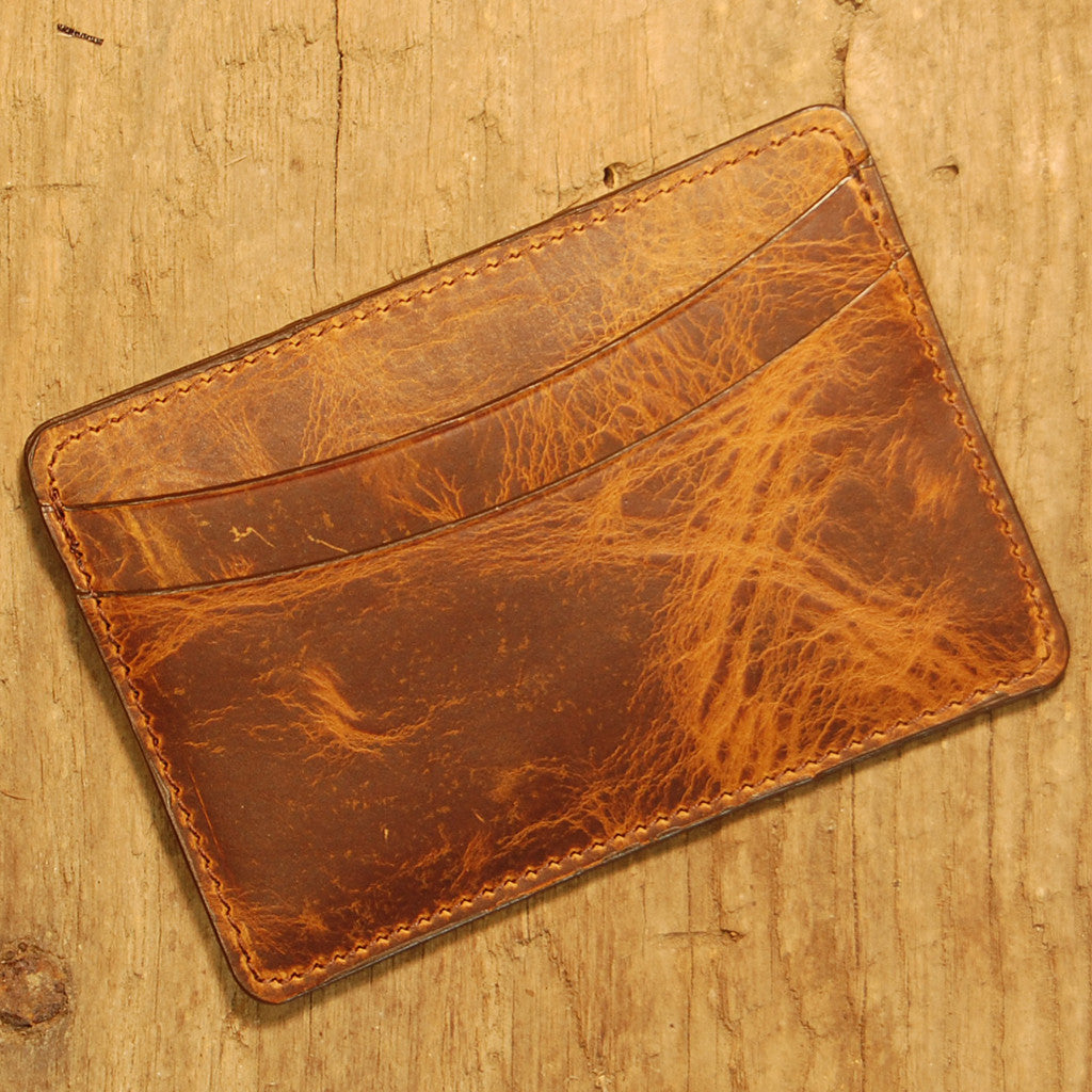Dark's Leather Business Card Case Small Wallet in Tobacco Bison