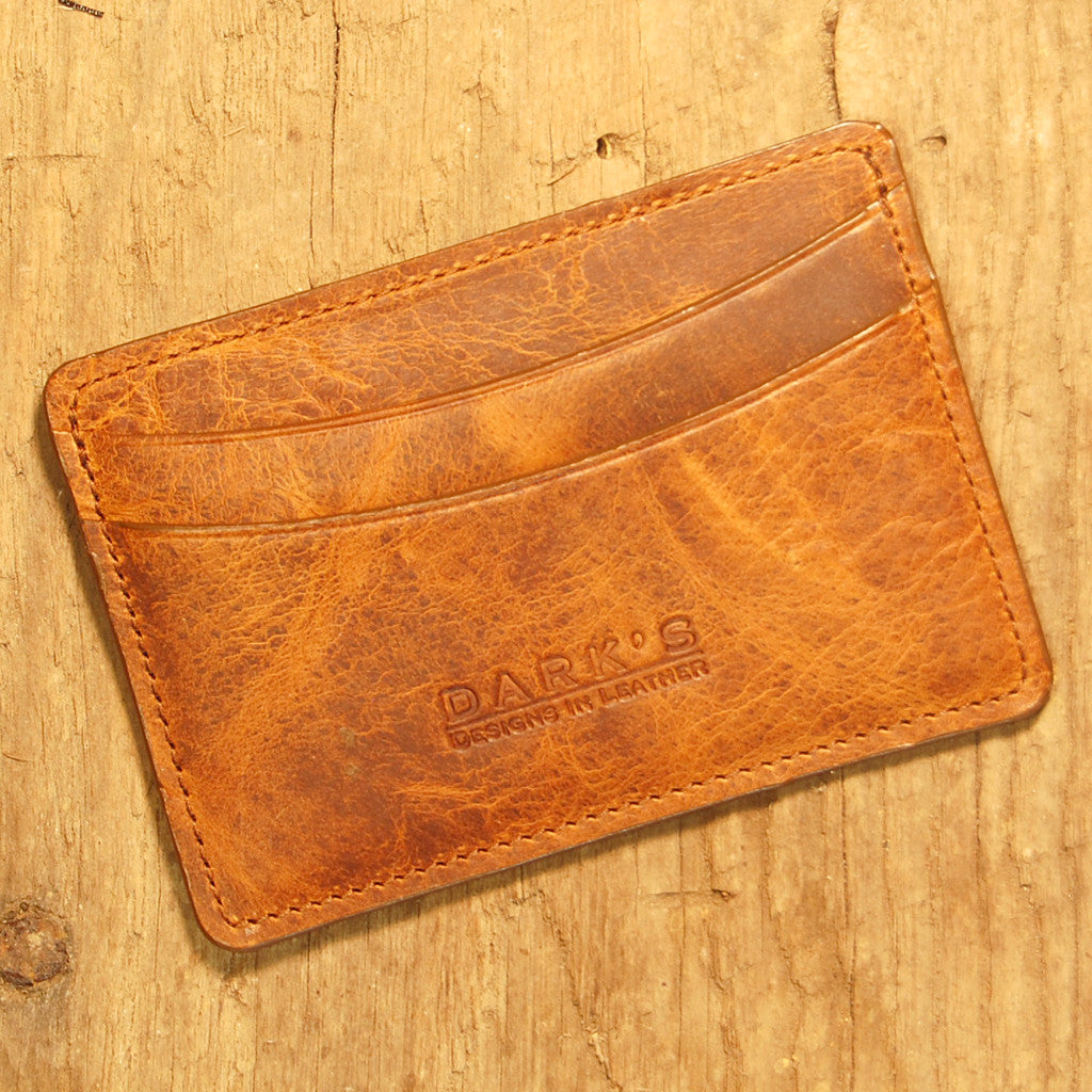 Dark's Leather Business Card Case Small Wallet in Bison Whiskey