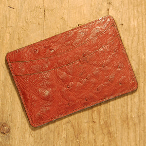 Dark's Leather Business Card Case Small Wallet in Burgundy Ostrich