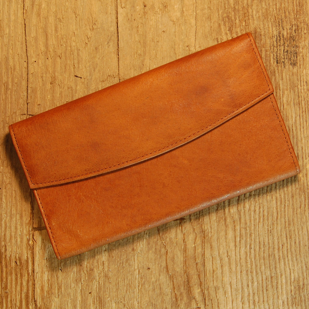 Dark's Leather Checkbook Clutch Wallet in Bison Whiskey, Front