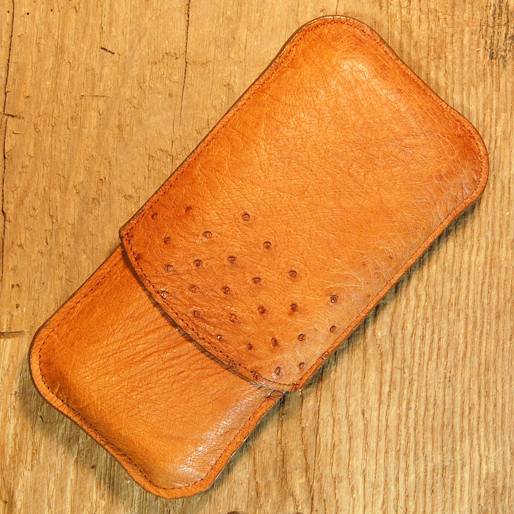 Dark's Leather Cigar Case in Cognac Ostrich