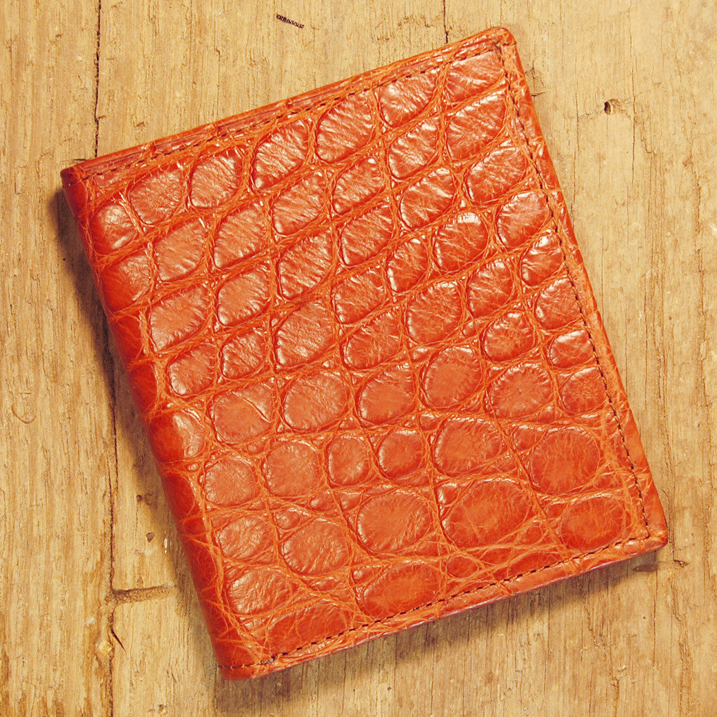 Dark's Leather Compact Wallet in Alligator Cognac, Front