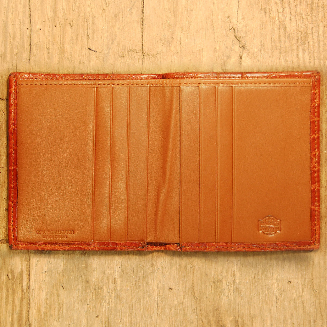 Dark's Leather Compact Wallet in Alligator Cognac, Interior