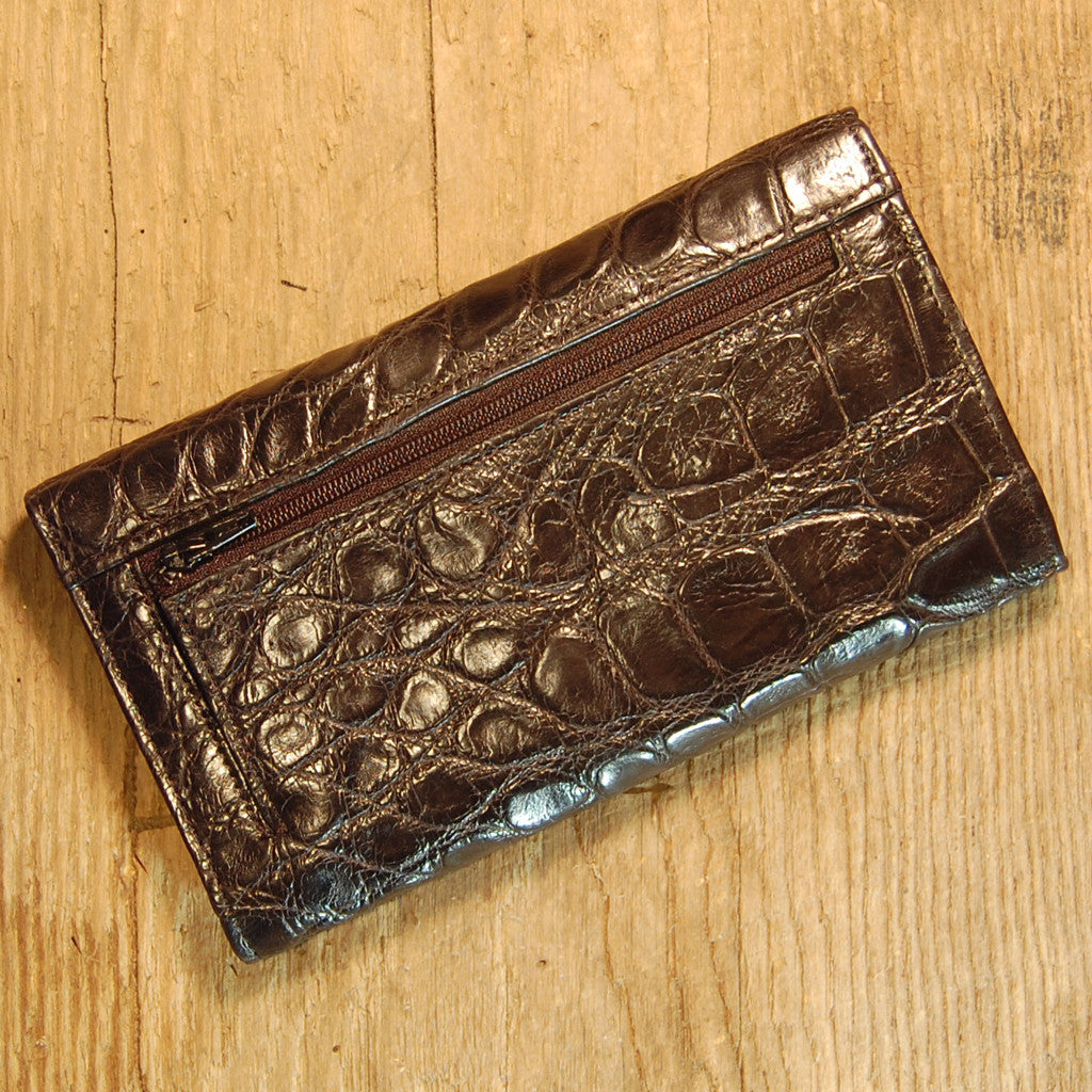 Dark's Leather Credit Card Clutch Wallet in Alligator Black, Back