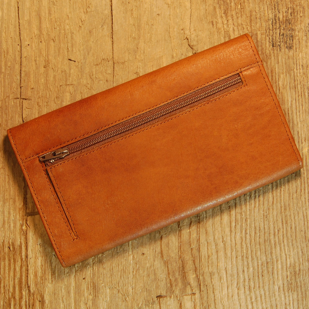 Dark's Leather Credit Card Clutch Wallet in Bison Whiskey, Back