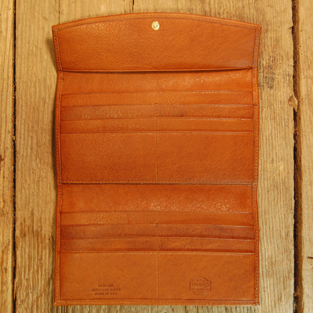 Dark's Leather Credit Card Clutch Wallet in Bison Whiskey, Interior