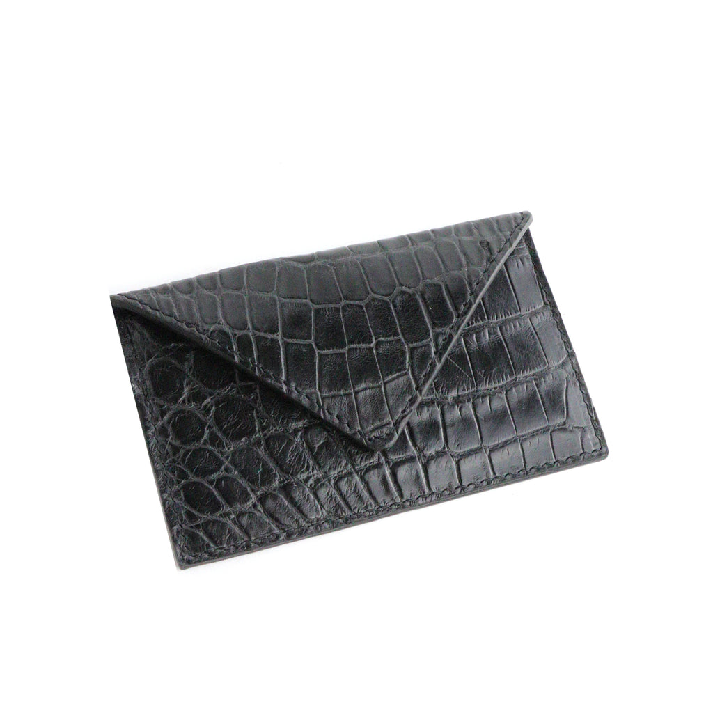 Dark's Leather - Envelope Calling Card Case in Alligator Black