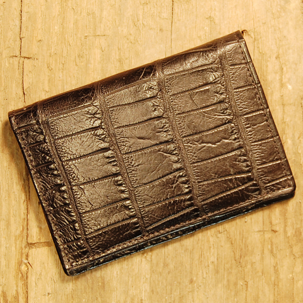 Dark's Leather Executive Card Case in Alligator Black, Front