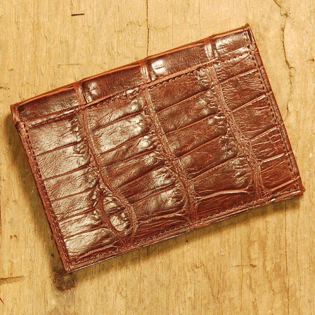 Dark's Leather Executive Card Case in Alligator Brown, Back