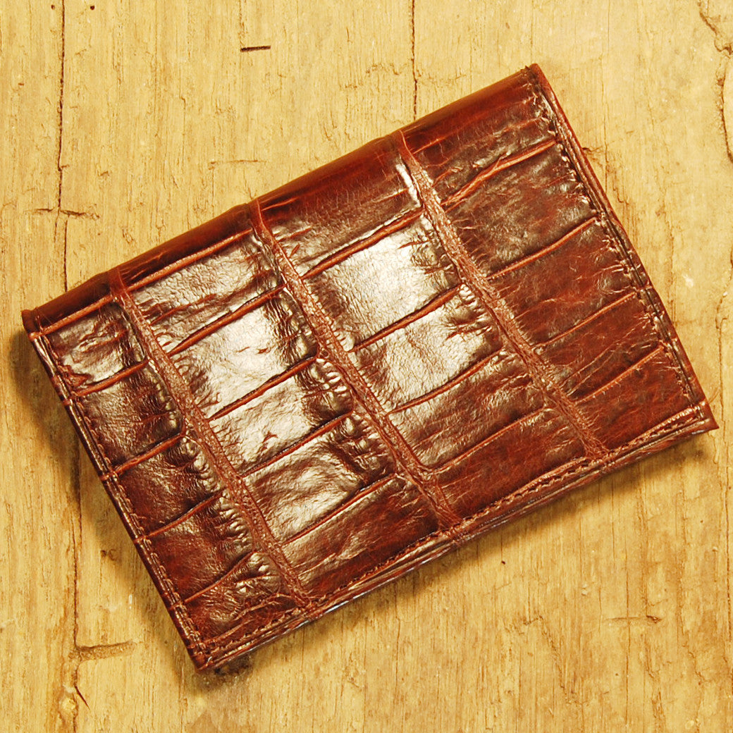 Dark's Leather Executive Card Case in Alligator Brown, Front