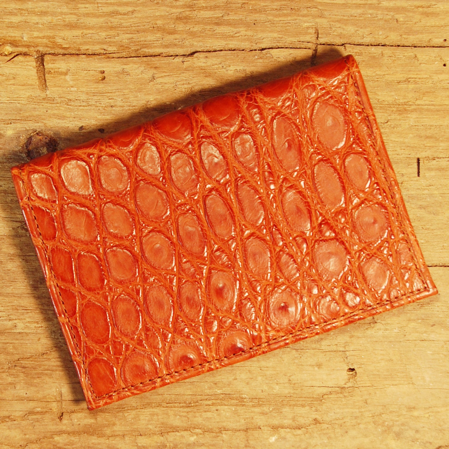 Dark's Leather Executive Card Case in Alligator Cognac, Front