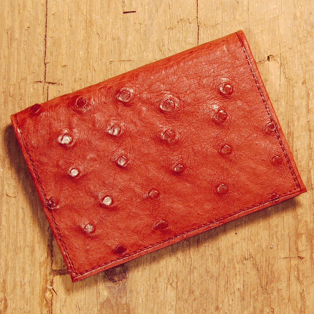 Dark's Leather Executive Card Case in Ostrich Burgundy, Front