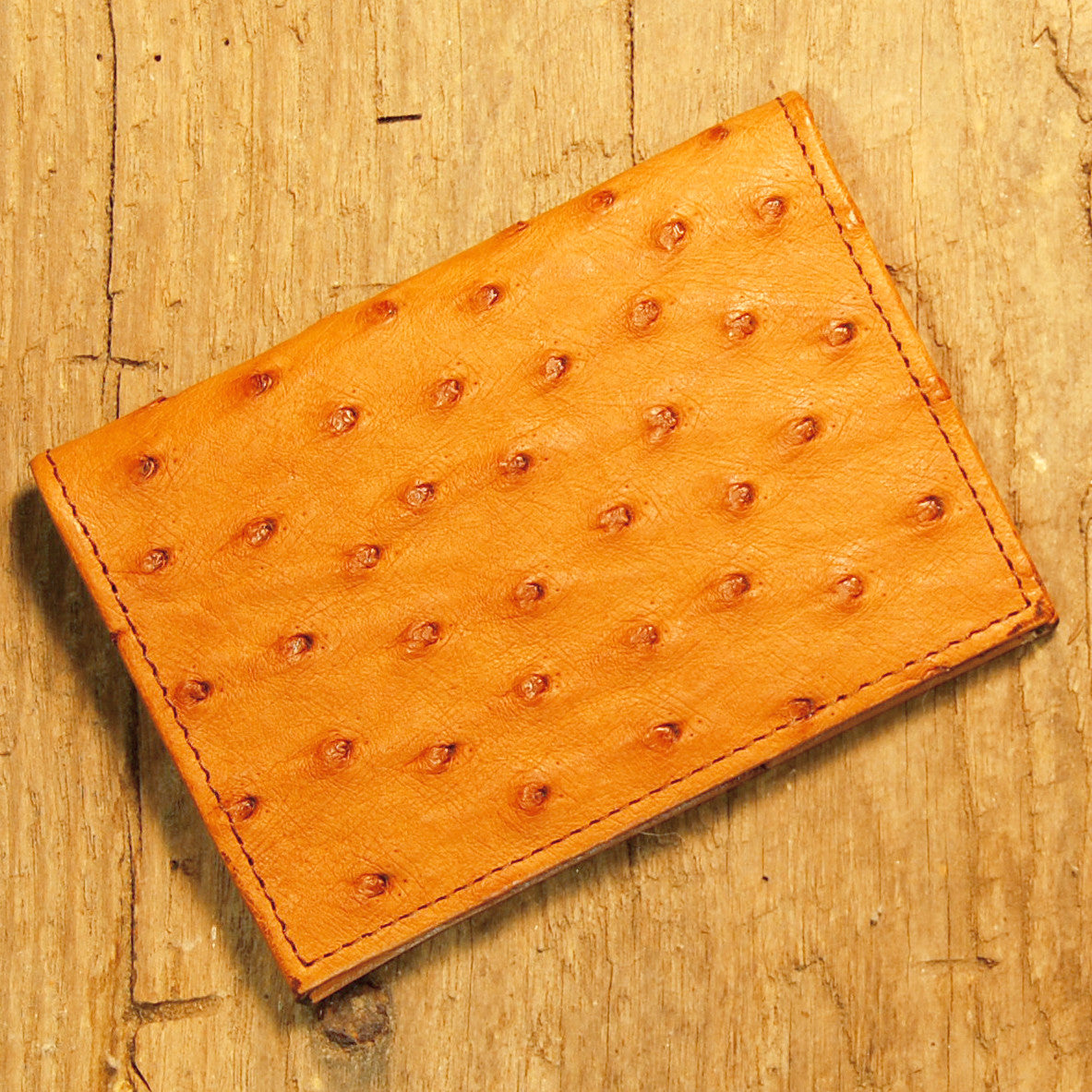 Dark's Leather Executive Card Case in Ostrich Cognac, Front