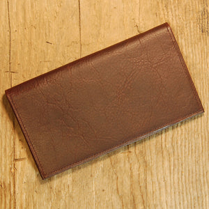 Dark's Leather Checkbook Slim Secretary Wallet in Bison Espresso