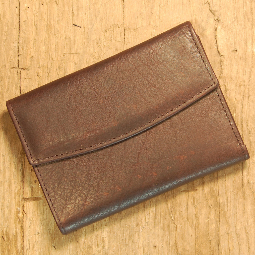 Dark's Leather French Purse Ladies Wallet in Bison Espresso, Front