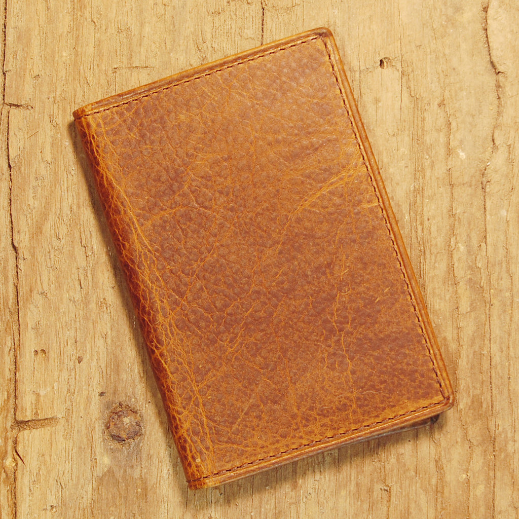 Dark's Leather Gusset Card Case in Bison Tobacco, Front