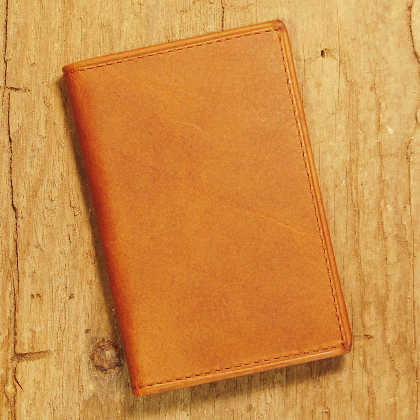 Dark's Leather Gusset Card Case in Bison Whiskey, Front