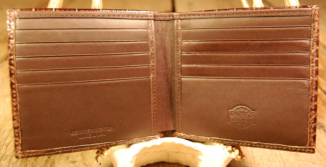 Dark's Leather Hipster Wallet in Alligator Brown, Interior