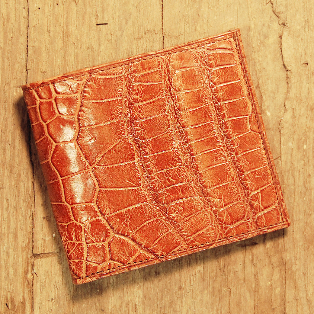 Dark's Leather Hipster Wallet in Alligator Cognac, Front