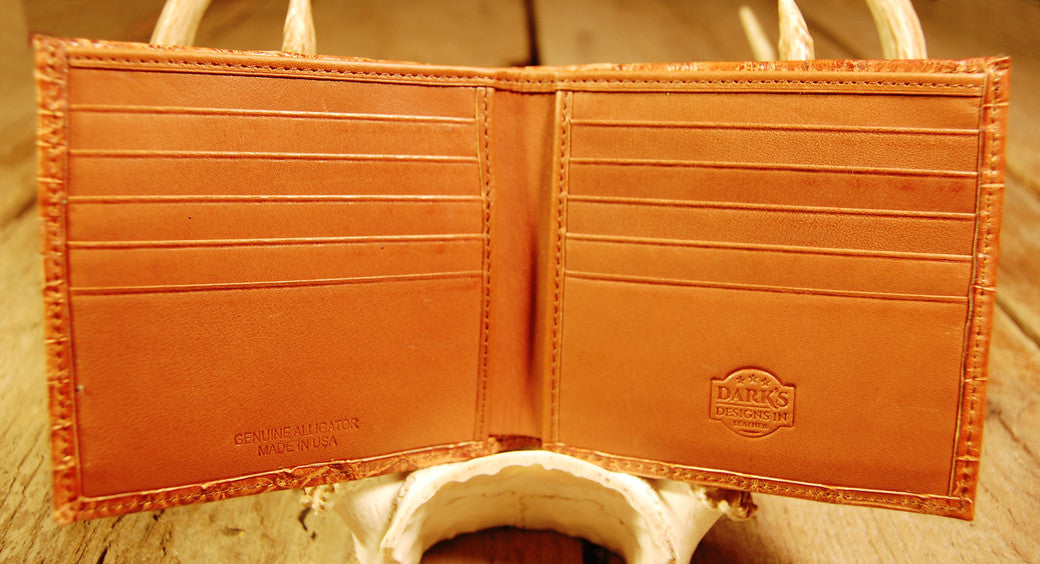 Dark's Leather Hipster Wallet in Alligator Cognac, Interior