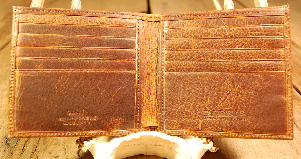 Dark's Leather Hipster Wallet in Bison Tobacco, Interior