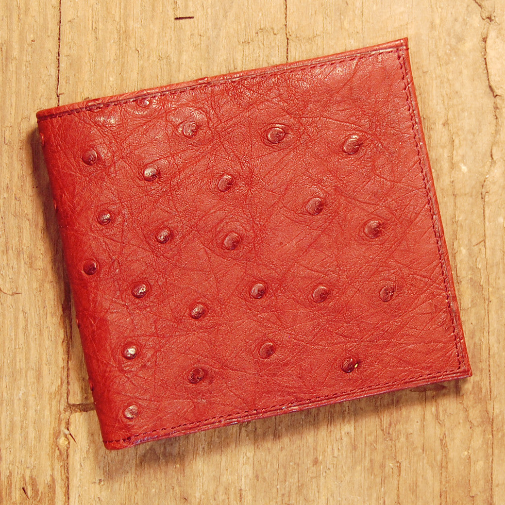 Dark's Leather Hipster Wallet in Ostrich Burgundy, Front