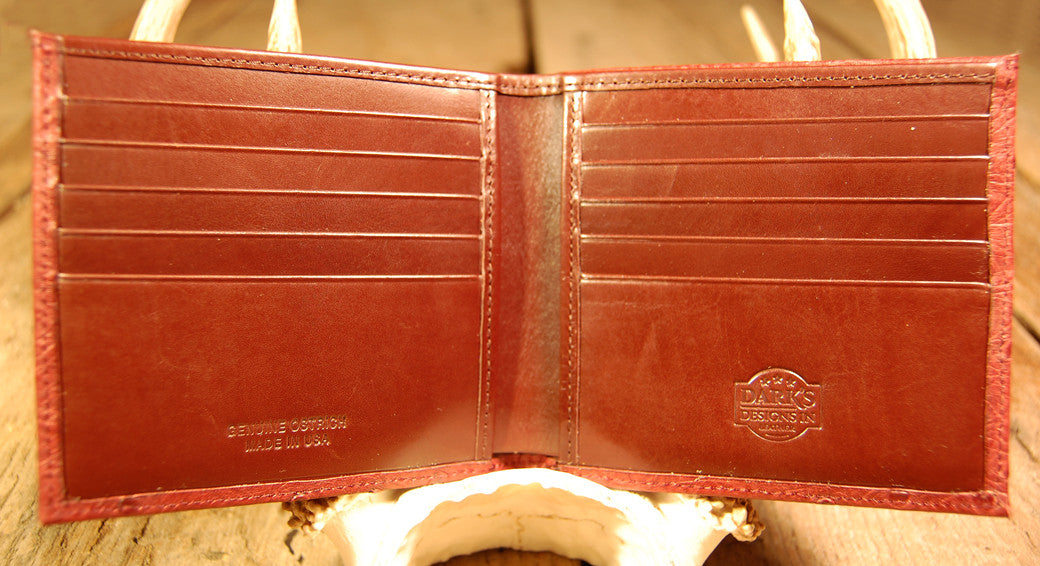 Dark's Leather Hipster Wallet in Ostrich Burgundy, Interior