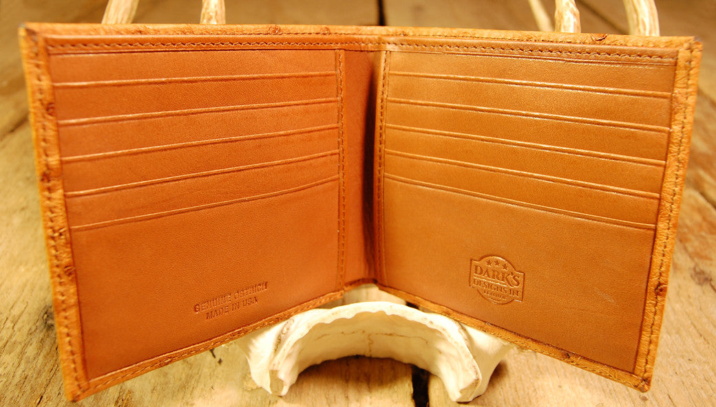 Dark's Leather Hipster Wallet in Ostrich Cognac, Interior