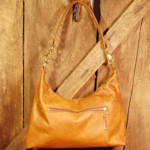 Dark's Leather Hobo Bag in Bison Whiskey, Front