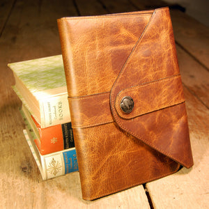 Dark's Leather Journal in Tobacco Bison, front
