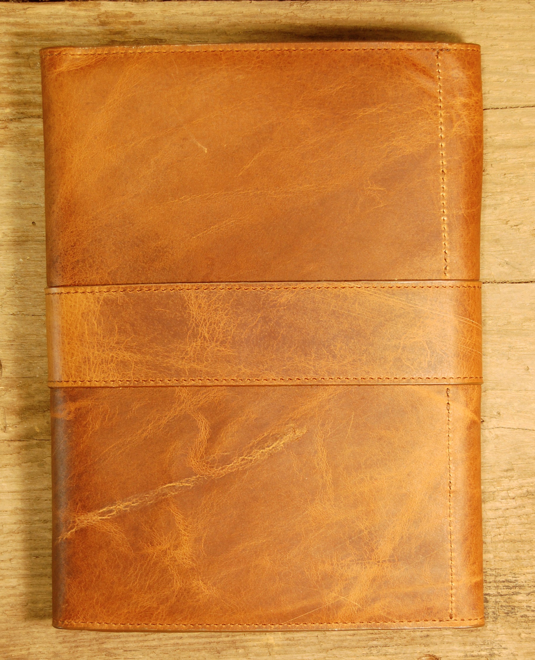 Dark's Leather Journal in Whiskey Bison, Back