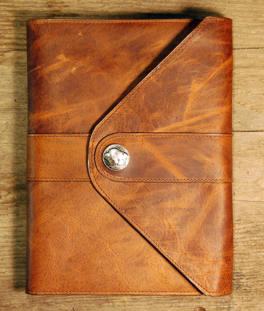 Dark's Leather Journal in Whiskey Bison, front