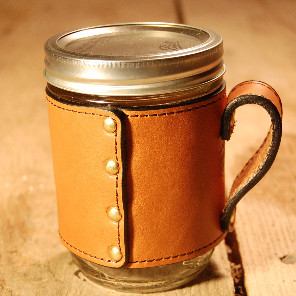 Dark's Leather Jar Drink Wrap in Bridle Leather Chestnut
