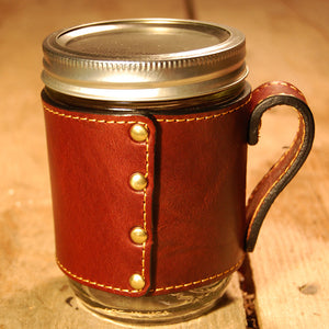 Dark's Leather Jar Drink Wrap in Bridle Leather Mahogany, Front