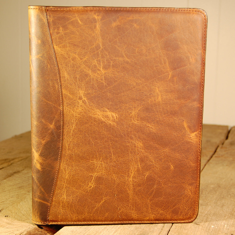 Dark's Leather Portfolio Notebook in Bison Tobacco, Front