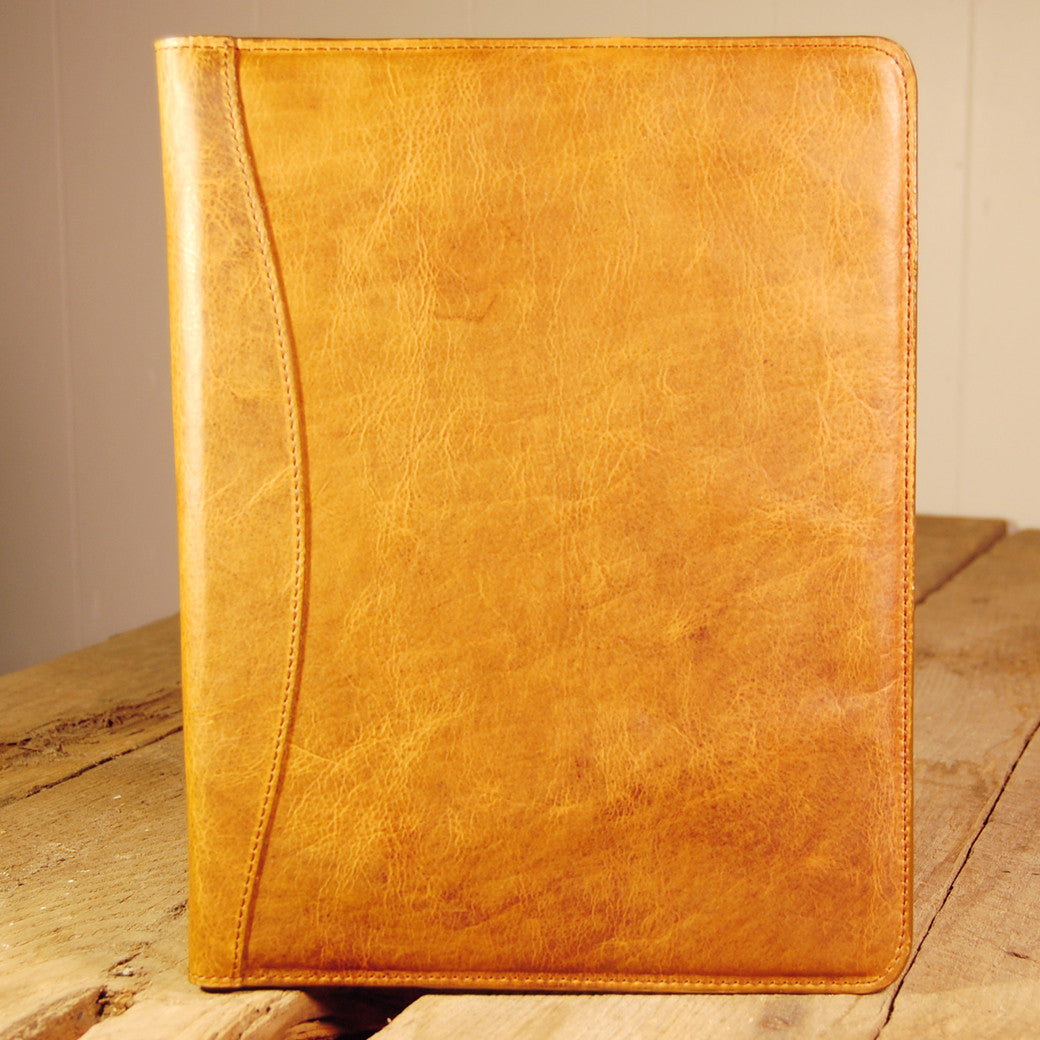 Dark's Leather Portfolio Notebook in Bison Whiskey, Front