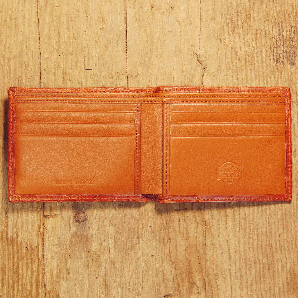 Dark's Leather Slim Wallet in Alligator Interior, Front
