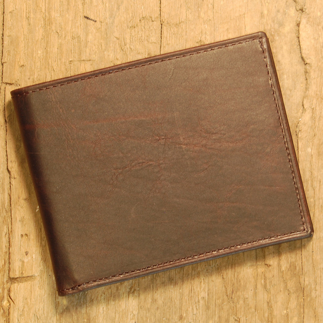 Dark's Leather Slim Wallet in Bison Espresso, Front