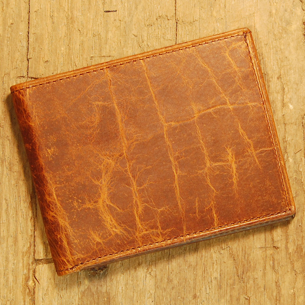 Dark's Leather Slim Wallet in Bison Tobacco, Front
