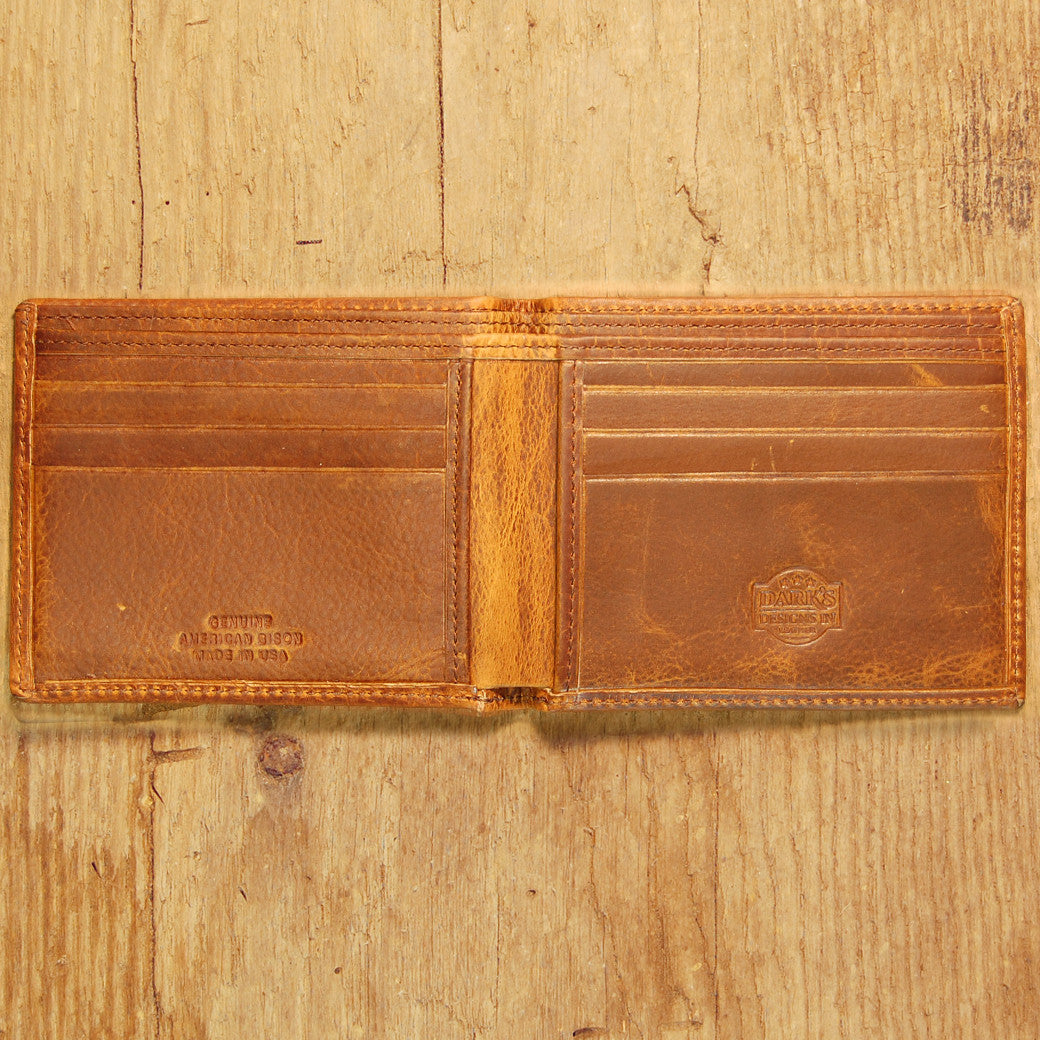 Dark's Leather Slim Wallet in Bison Tobacco, Interior