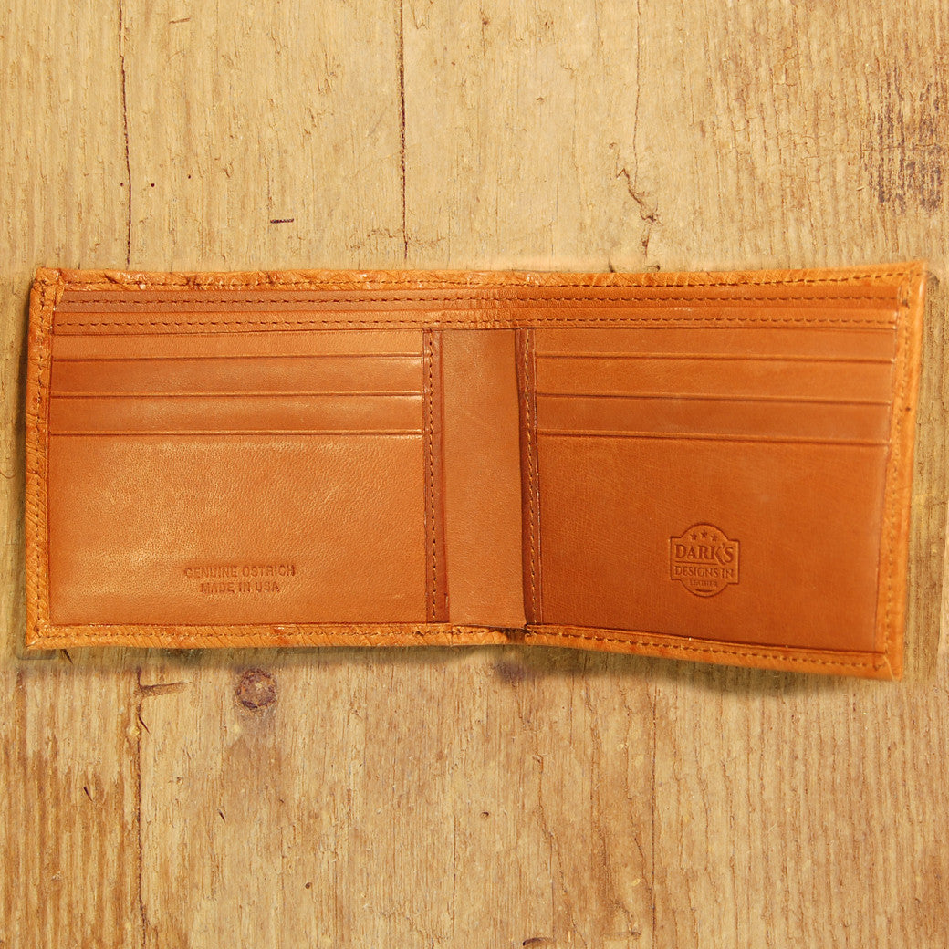 Dark's Leather Slim Wallet in Ostrich Cognac, Interor
