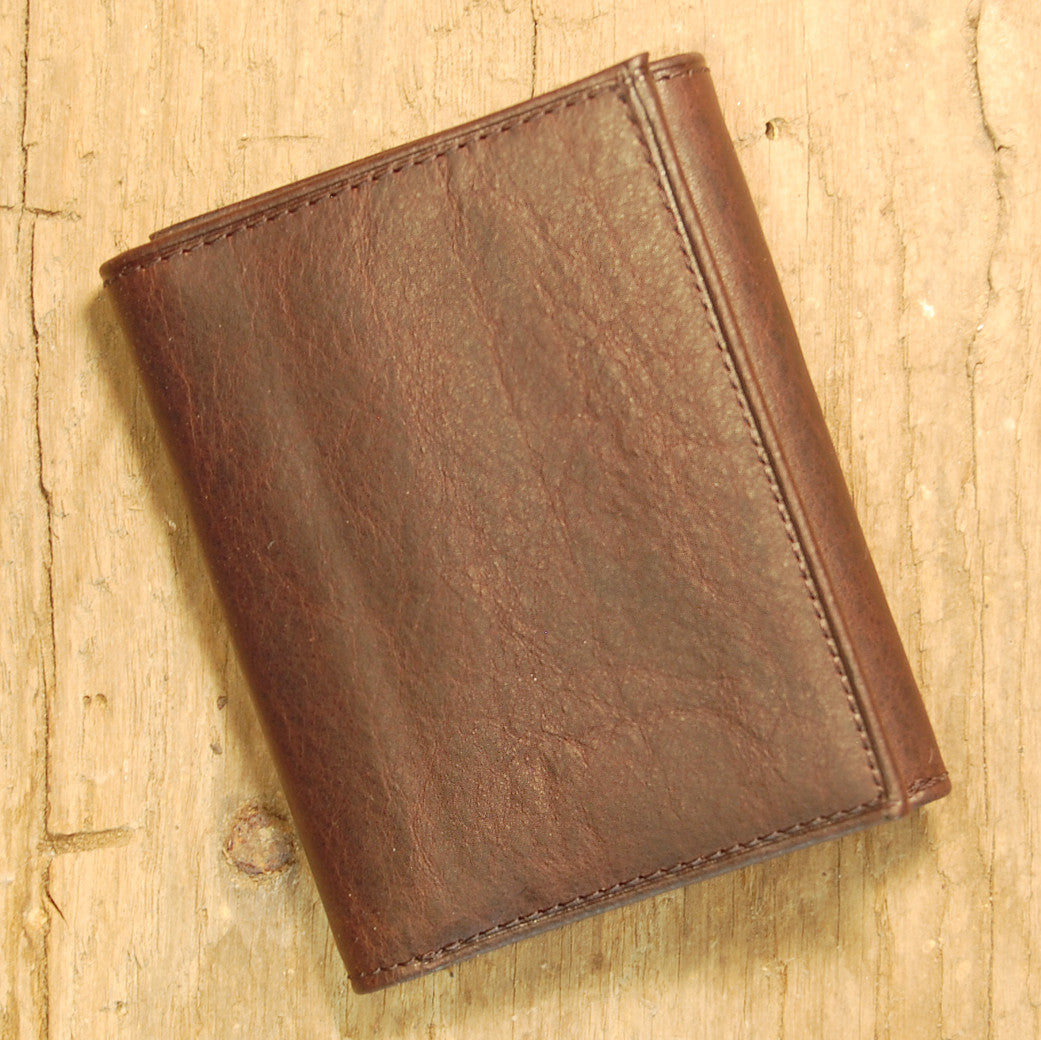 Dark's Leather Trifold Wallet in Espresso Bison, Front