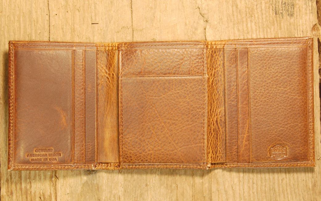 Dark's Leather Trifold Wallet in Espresso Bison, Interior